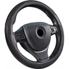 Potah na volant imitace carbonu černý s červeným prošíváním 25-87