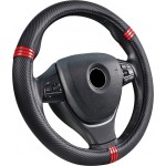 Potah na volant imitace carbonu černý s červenými proužky 25-88