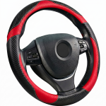 Potah na volant imitace carbon černo-červený 25-89