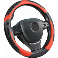 Potah na volant imitace carbon černo-červený 25-89