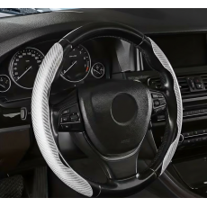 Potah na volant dvoudílný carbon stříbrno-bílý 91-09 